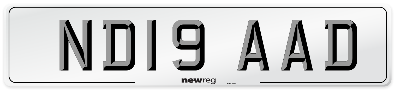 ND19 AAD Number Plate from New Reg